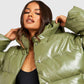 Purchase Best Winter Puffer Oversized Faux Leather Bubble Jacket In Discount Prices